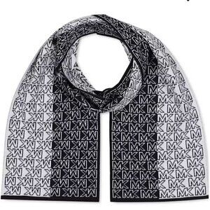 Michael Kors Colorblocked Logo Scarf, Black and White